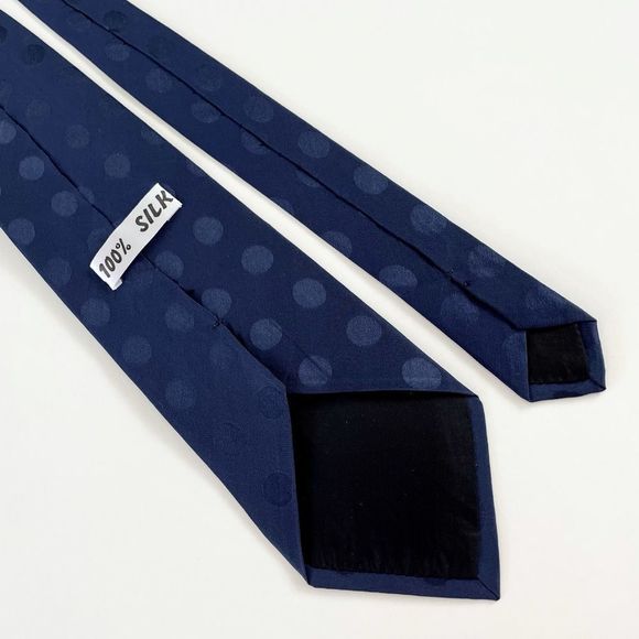 Men’s Silk Neck Tie, Deep Royal Indigo Blue Shiny Contrasting Polka Dots… - Picture 3 of 4
